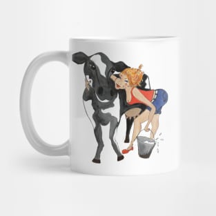 Dairy Cow Girl with milking bucket Mug